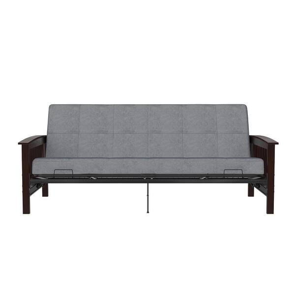RealRooms Elbi Full Size Wood Arm and Black Metal Futon Frame On Sale Bed Bath & Beyond