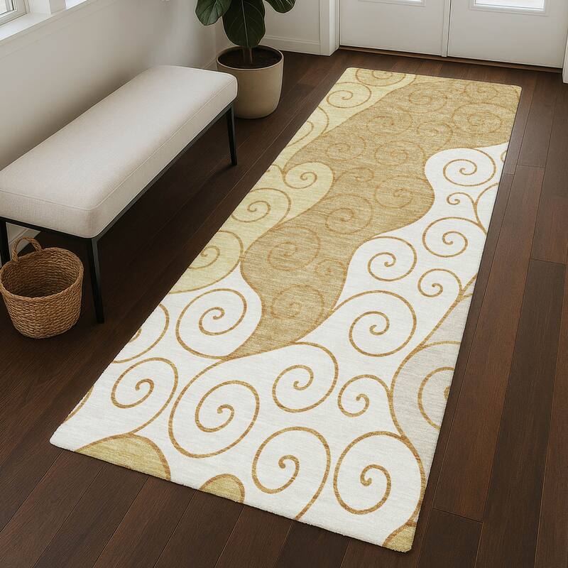 Machine Washable Indoor/ Outdoor Swirly Chantille Rug