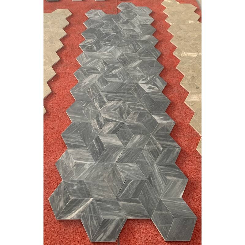 Roomfitters Hexagon Marble Tile for Wall and Floor, Honed Natural Stone, Genuine Marble, 12-Piece Box, Carrara Gray