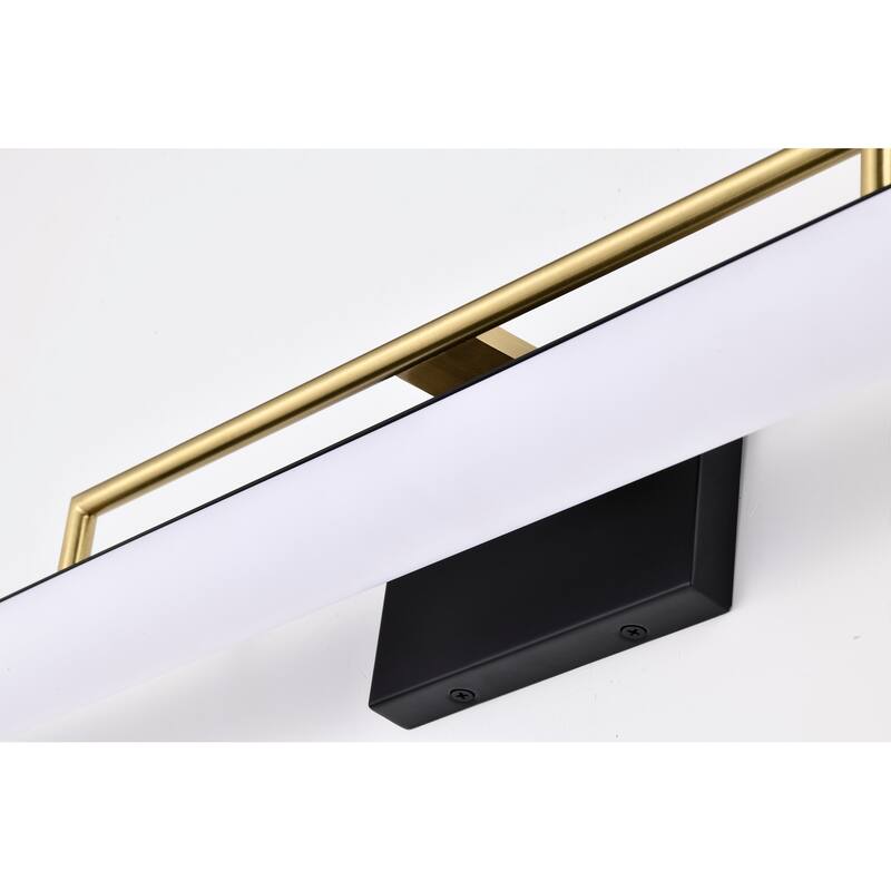 Solano Large Vanity - LED - Black and Brushed Brass Finish - White Acrylic Lens