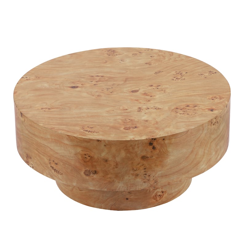 Christopher Knight Home - Orval Modern 31.5" Round Coffee Table with Thick Top & Drum Pedestal Base, Versatile for Living Areas