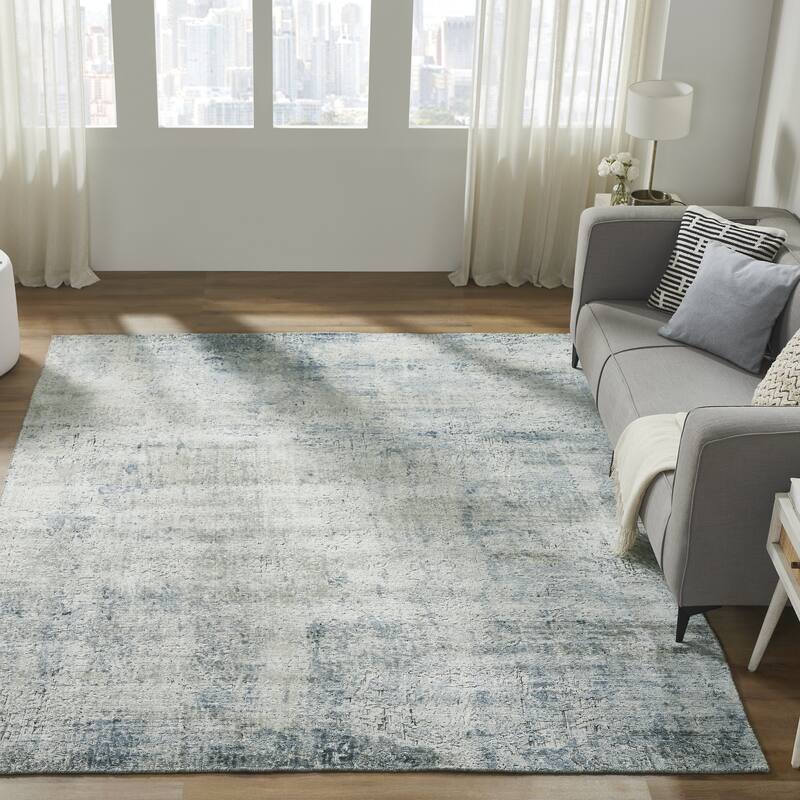 Urban Distress Abstract Blue Handmade Area Rug - 2' x 3' - Rectangle