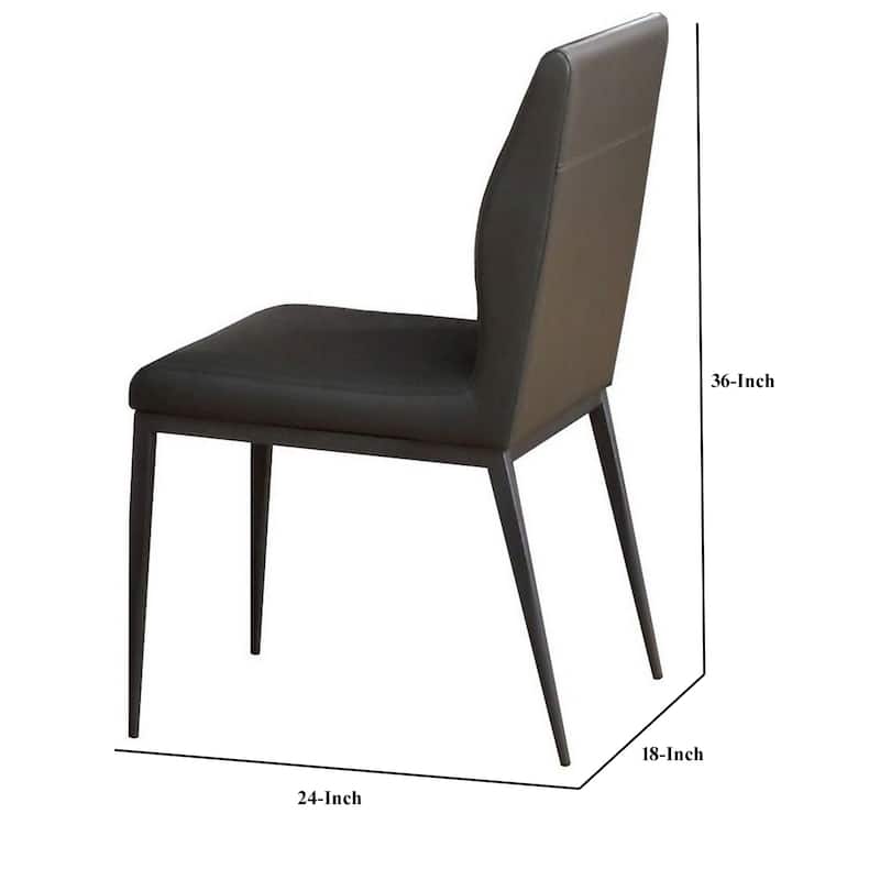 Chair with Faux Leather and Sleek Metal Legs, Gray