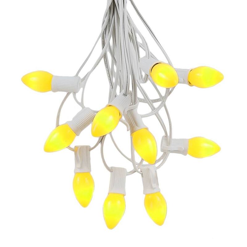 25 Foot C7 Ceramic Christmas Light Set, Hanging String Lights, White Wire
