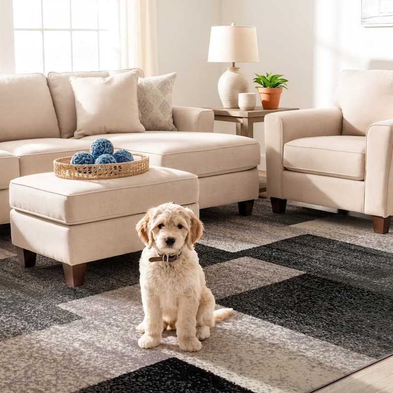 World Rug Gallery Modern Geometric Boxes Area Rug - 5' x 7' - Gray - Rectangle