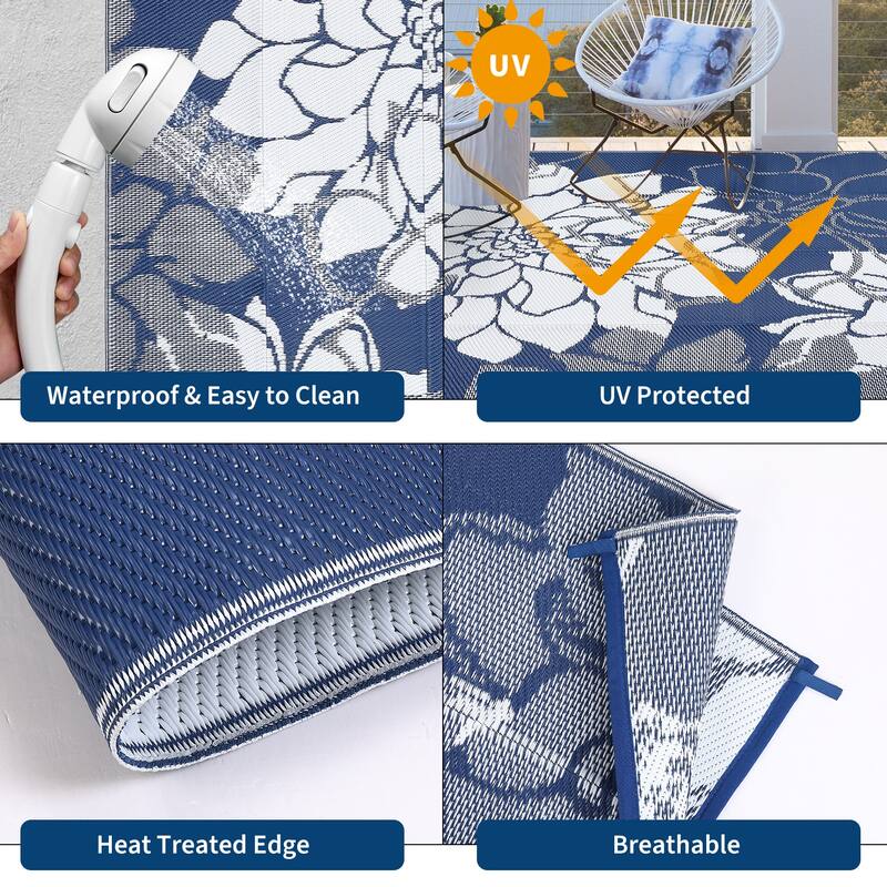 Re Waterproof Rug Garvee Waterproof Reversible Modern Floral Outdoor Rug - Overstock ...