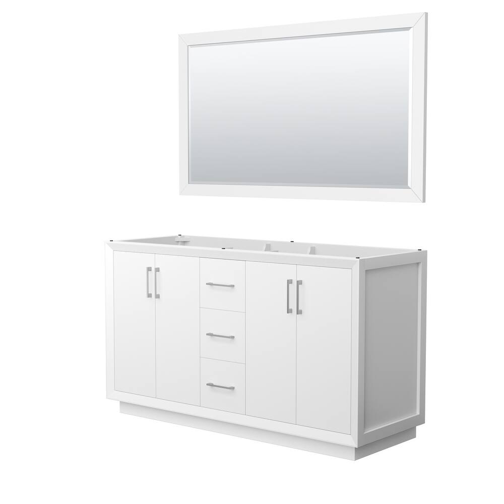 Strada 60-Inch Double Vanity Cabinet, 58-Inch Mirror