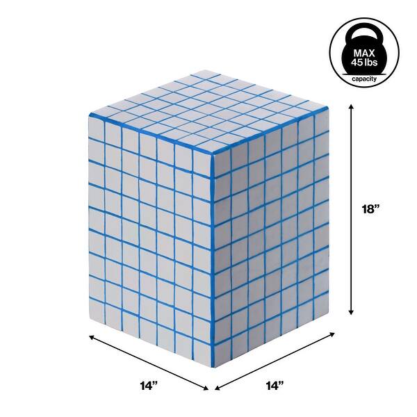 dimension image slide 6 of 11, Callista 18" Modern Bohemian Ceramic Tiled Rectangle End Table - 14 X 14 X 18