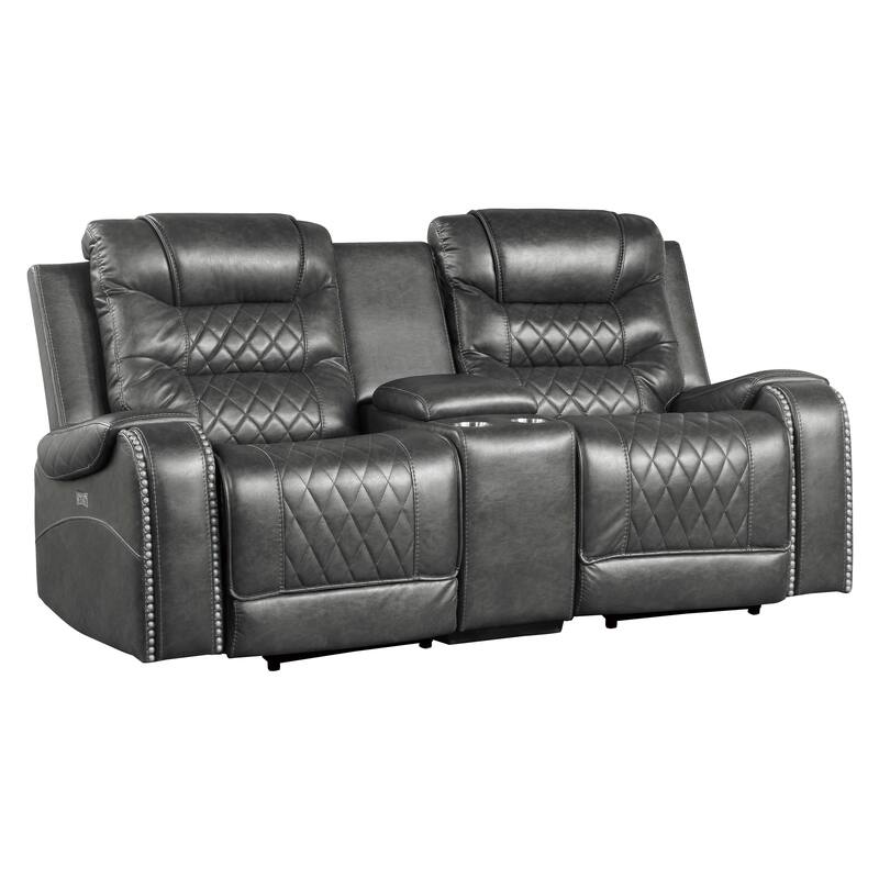 Lenci Power Double Reclining Loveseat - Grey