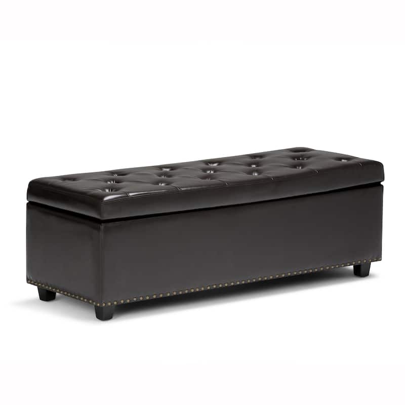 WYNDENHALL Springfield 48 inch Wide Rectangle Storage Ottoman - Coffee Brown