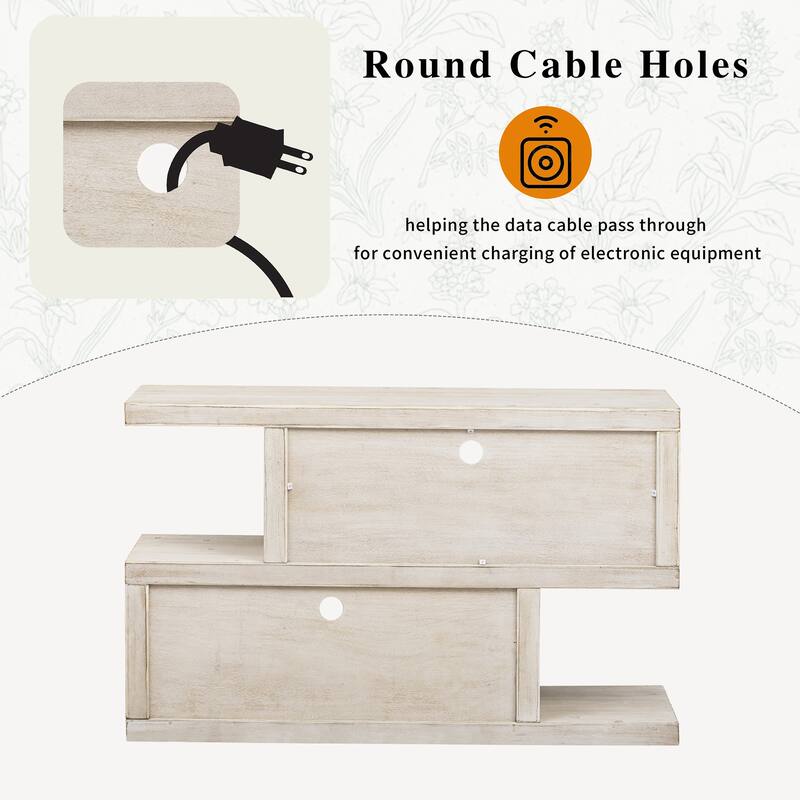 Symmetrical 2-Tier Open Shelf Retro Console Table