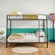 preview thumbnail 1 of 8, Full Size Bunk Bed with Ladder and Guardrail, Heavy Duty Metal Bunk Bed Frame, Noise Free Frames for Bedroom Dorm Black
