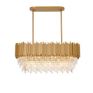 Satin Brass Metal Chandelier With Clear Crystal Accents - Bed Bath ...