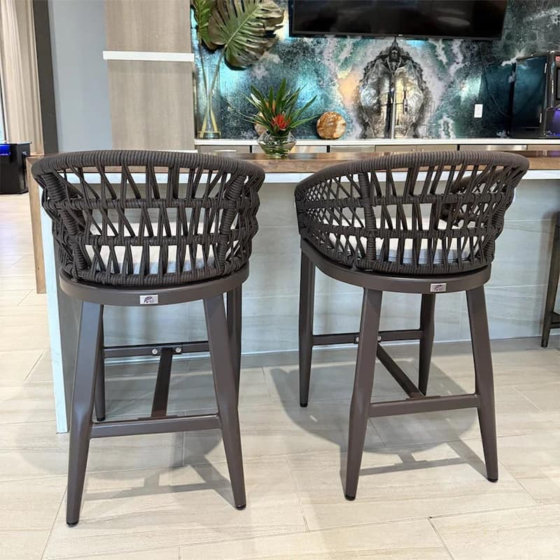 PURPLE LEAF 2 Set of Modern Bar Stool with Backrest and Arm,Cushion Included