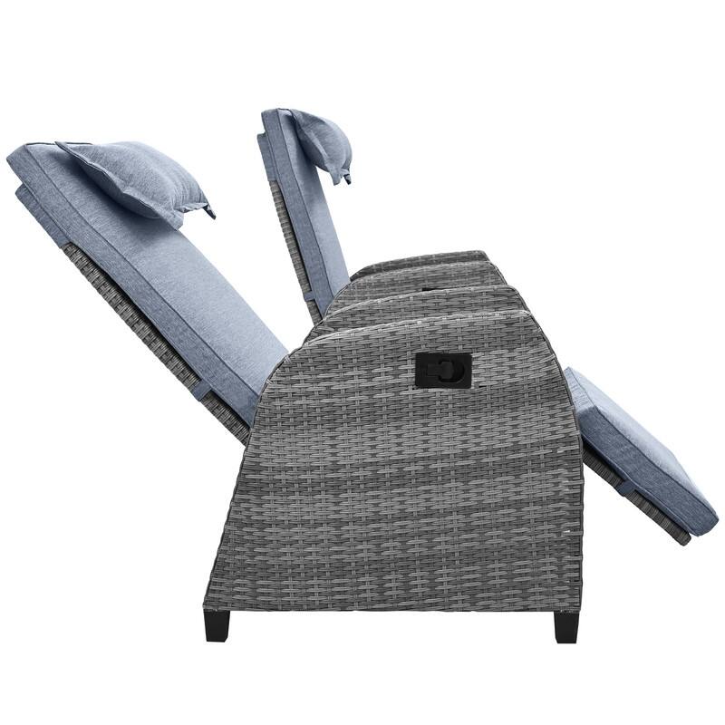 Outdoor Rattan Two person Adjustable Chairs With Coffee Table