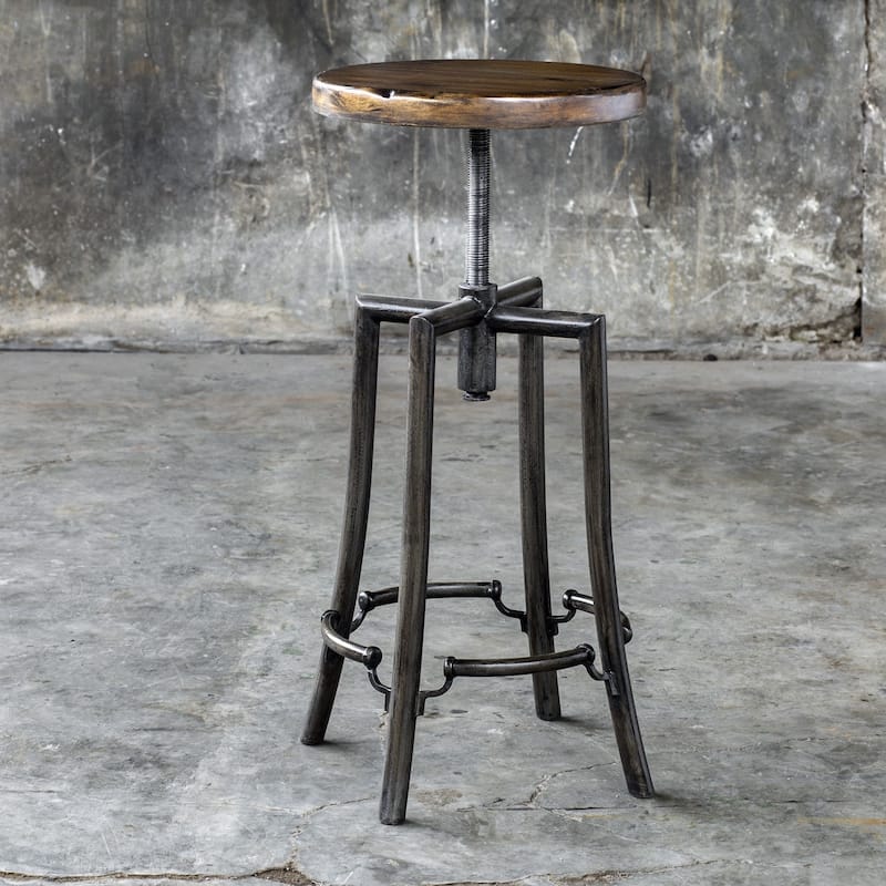 Uttermost Westlyn 18"W Rustic Farmhouse Backless Round Bar Stool