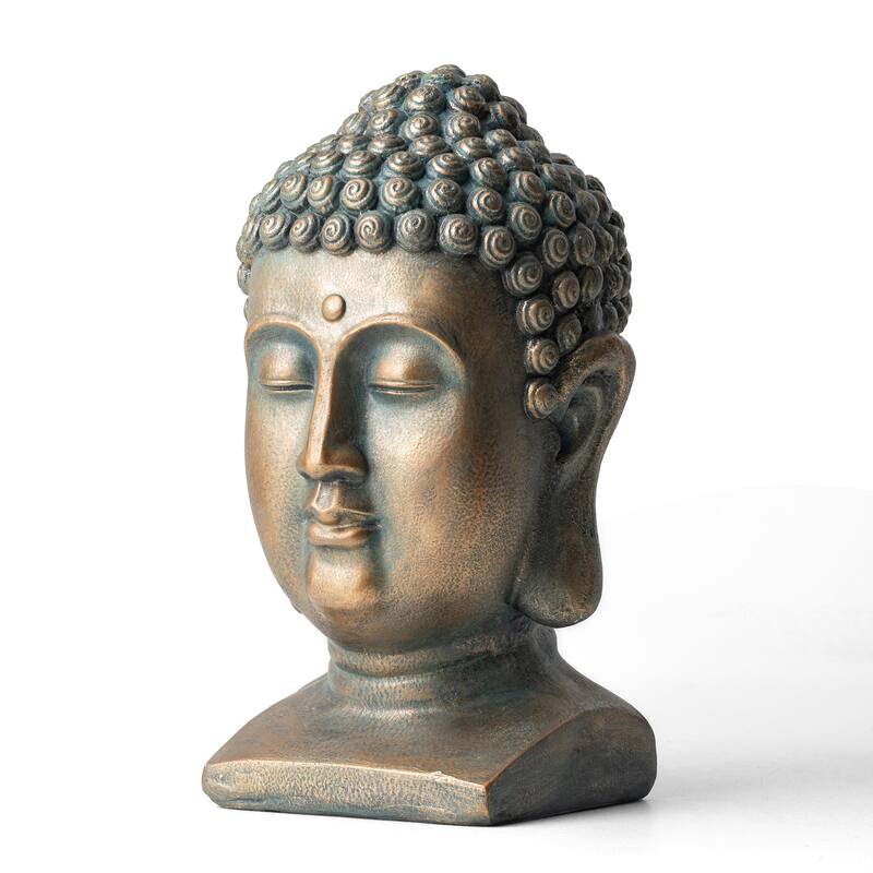 Glitzhome MGO Faux Bronze Buddha Garden Statue Monk Sculpture Indoor Outdoor Decor Gifts