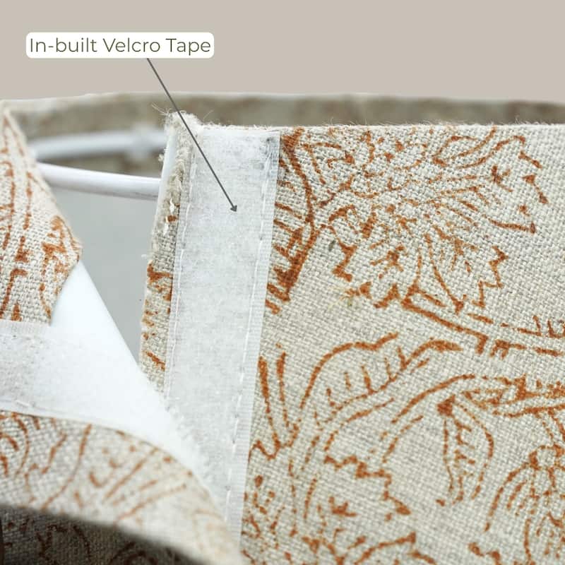 Fabdivine Jarul Handmade Brown Indian Pure Linen Block Print Lampshade - Minimal Boho Table Lamp, Farmhouse Decorative Lighting