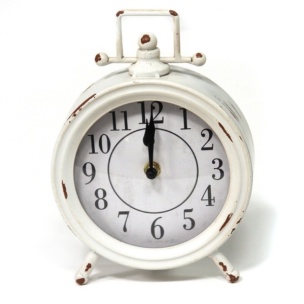 Vintage White Metal Table Clock. Opens flyout.