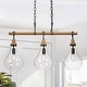 preview thumbnail 1 of 12, Farmhouse Rustic 3-light Linear Chandelier Clear Glass Island Lights for Dining Room L26.5"x W 6"x H 22" - Farmhouse