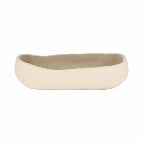 slide 2 of 8, Sagebrook Home 18" Xixa Omix Bowl, 5"H - 18" x 7" x 5" 18" x 7" x 5" - Ivory/ Tan