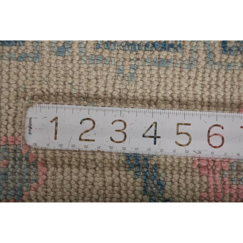 Hand Knotted Oriental 100% Wool Carpet Transitional Geometric Greys & Charcoal Oushak Runner Rug - 10' 0'' X 3' 3''