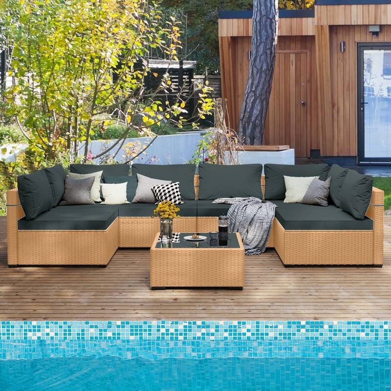 UPHA 7-Piece Wicker Outdoor Seating Group with Cushions