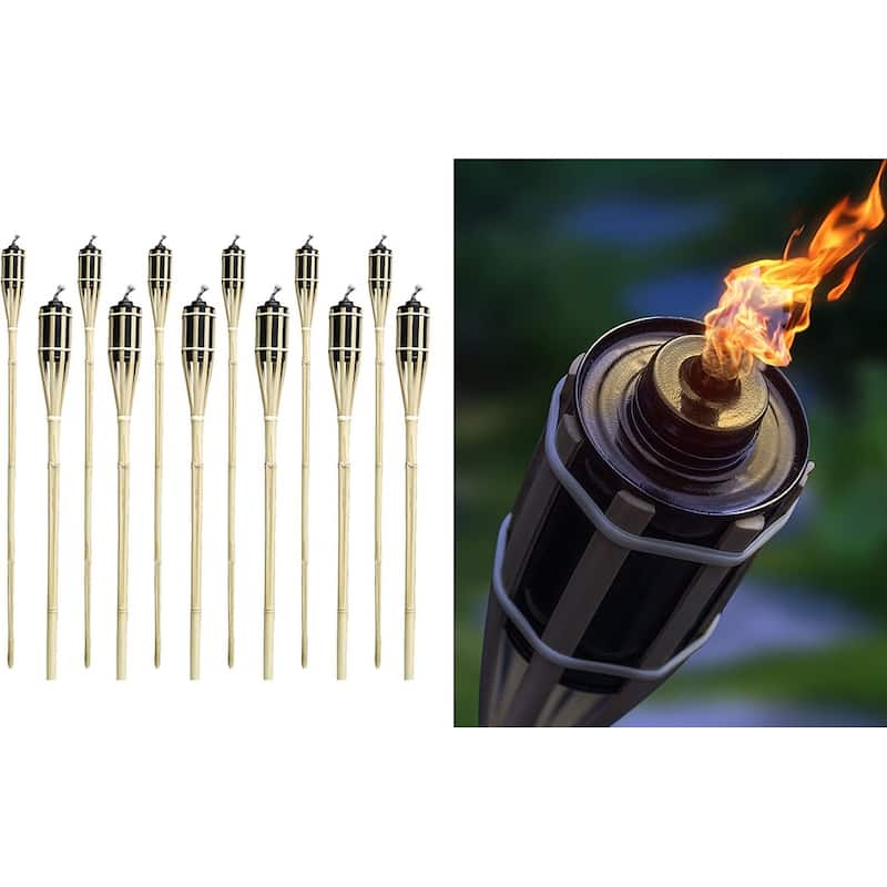 Matney Outdoor Metal Patio Torches (Bamboo)