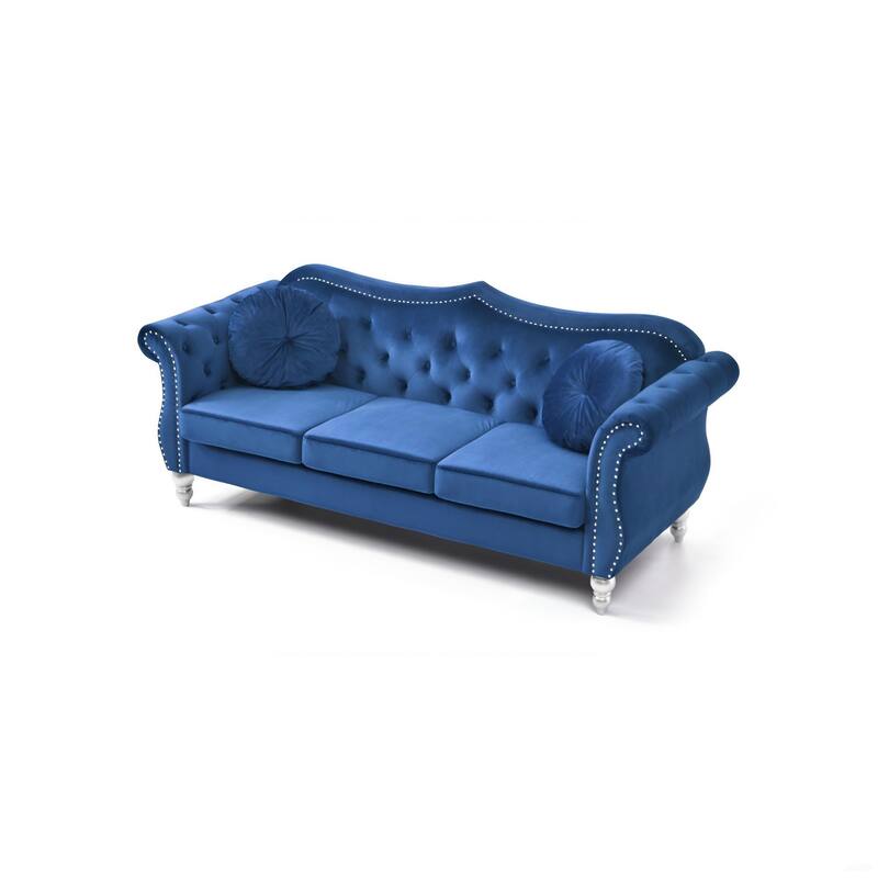 Navy Blue Velvet Sofa, 82x35x34 inches