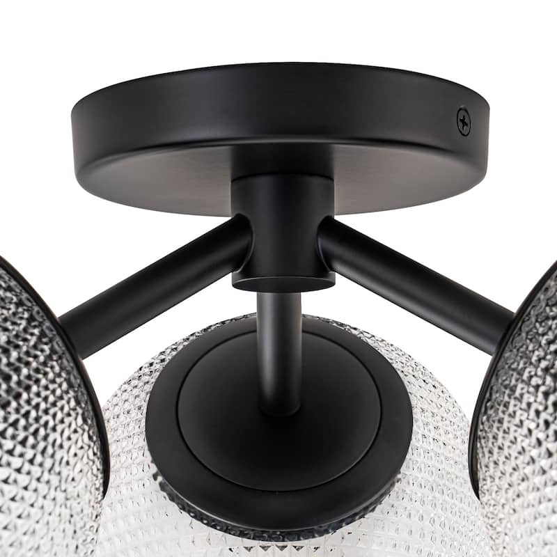 Modern 3-Light Semi Flush Mount With Opal Glass Shade