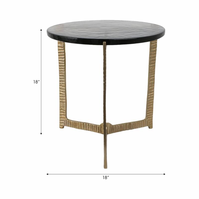 Side Table - Glass Top on Textured Metal Base, 22"