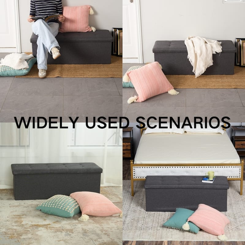 HomyLin Storage Ottoman Fabric Upholstered Tufted Foot Stool