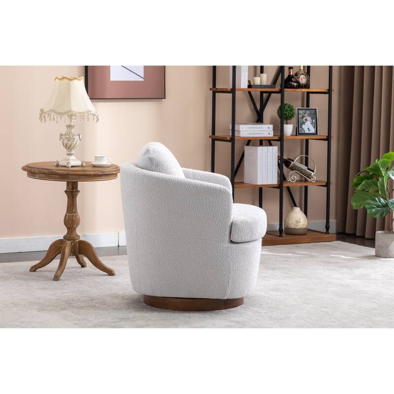 30.3" Swivel Accent Chair with Wood Base
