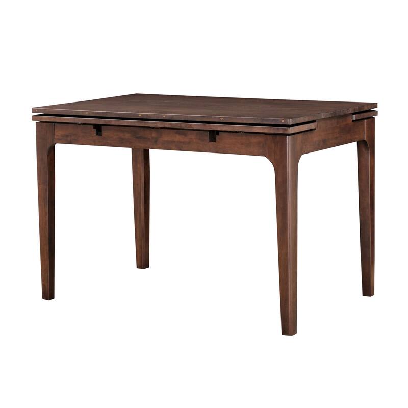 Furniture of America Abigail V Mid-Century Modern 5-Piece Walnut 53-inch 2-Leaf Extendable Counter Height Dining Set