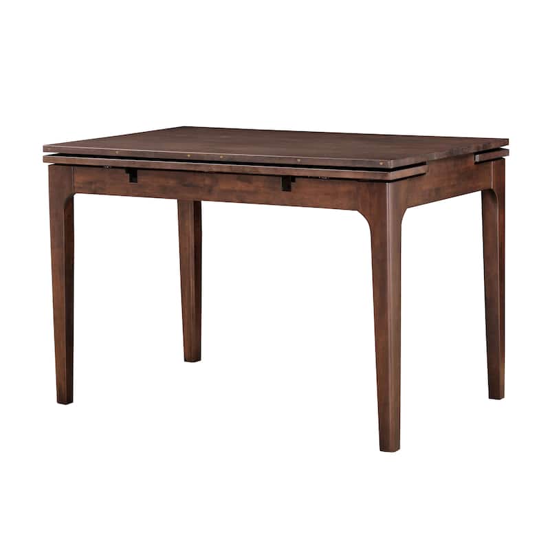 Furniture of America Abigail X Mid-Century Modern Rich Walnut Extendable Self-Storing 53-inch Counter Height Dining Table