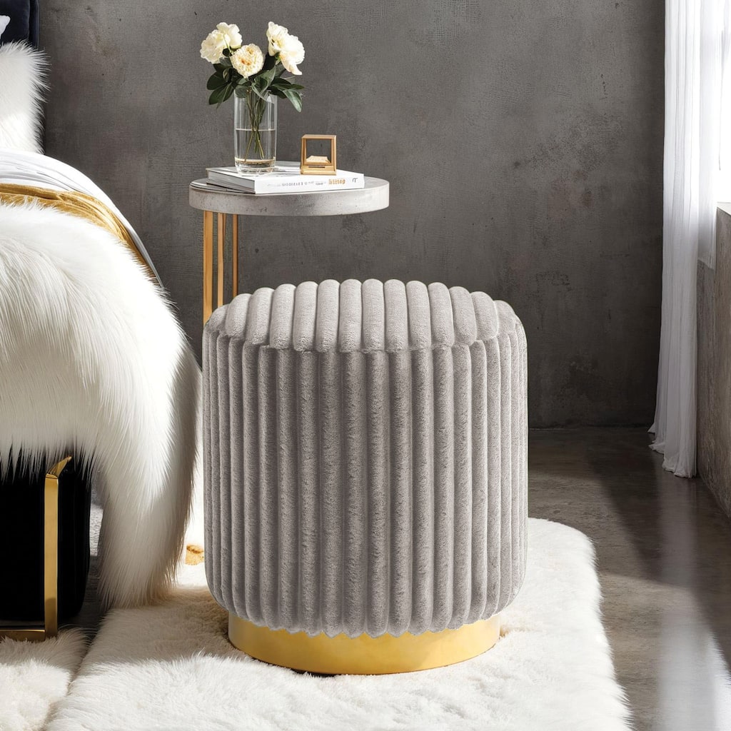 Furniture of America Jorvien Modern 17-inch Upholstered Ottoman with Plinth Base