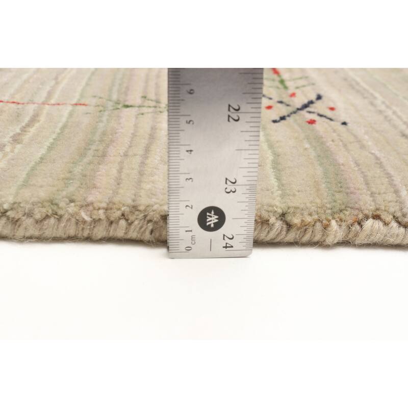 ECARPETGALLERY Hand Loomed Kashkuli Gabbeh Khaki Wool Rug - 3'1 x 4'9