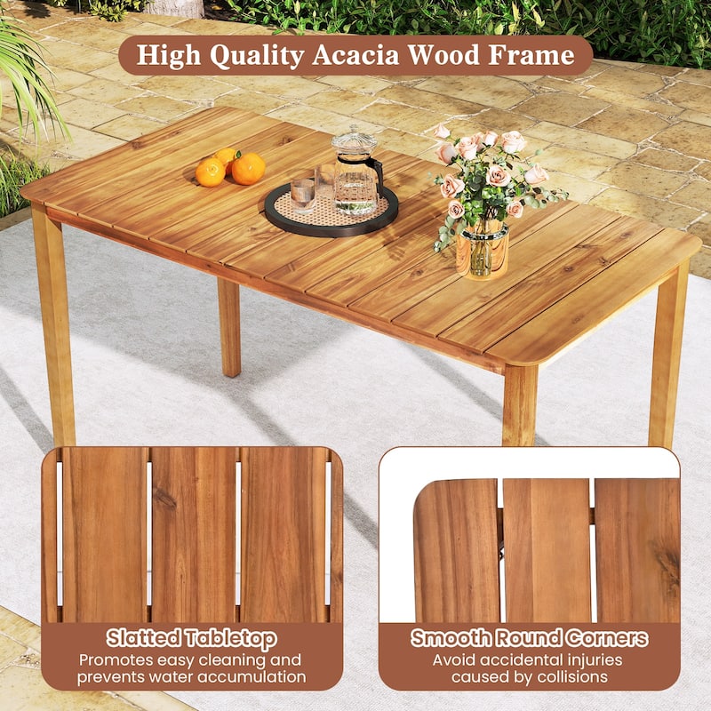 Natural Acacia Wood Dining Table 54-Inch Rectangular Rustic Design for 6 - 54" x 28" x 29" (L x W x H)