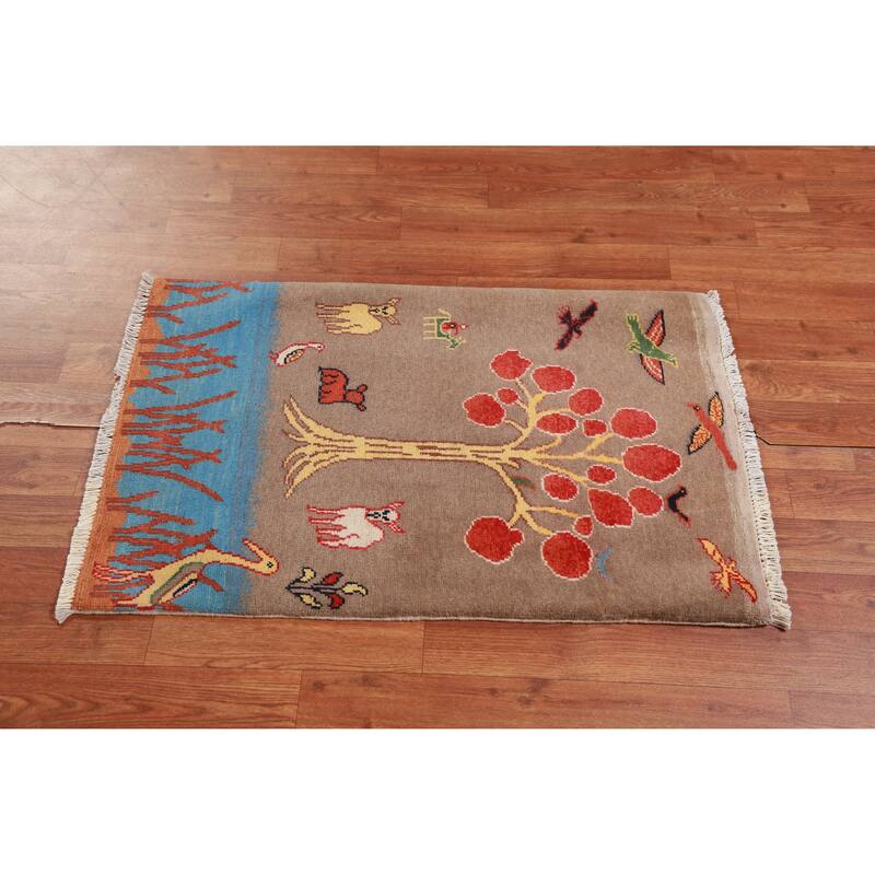 Traditional Brown Kazak Oriental Foyer Rug Hand-Knotted Wool Carpet - 2'0"x 3'0"