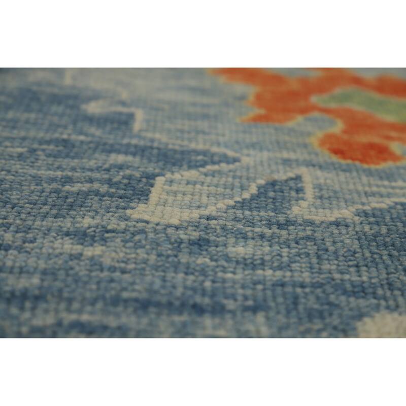 Hand Knotted Oriental 100% Wool Carpet Transitional All-Over Navy Blue & Blues Oushak Area Rug - 12' 9'' X 9' 4''