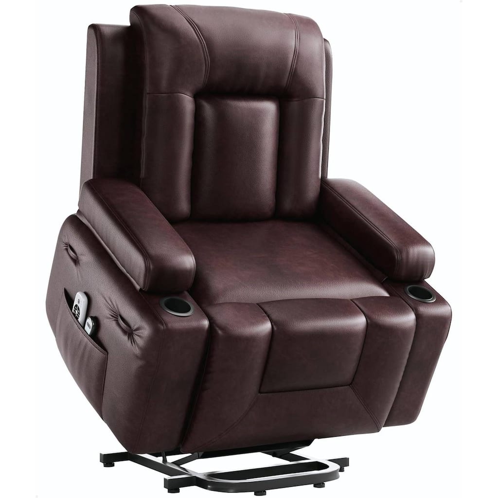 43.4" Heat and Massage Power Lift Recliner Chair with Cup Holder