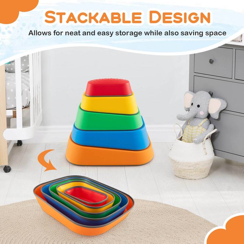 Costway 5 Pcs Balance Stepping Stones for Kids with Non-Slip Surface - See Details