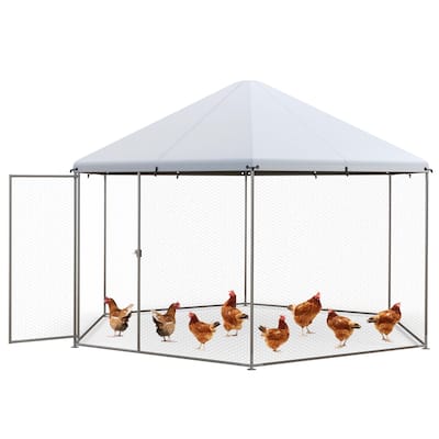 Costway Large Walk-in Chicken Coop Heavy-Duty Galvanized Poultry Cage - See Details