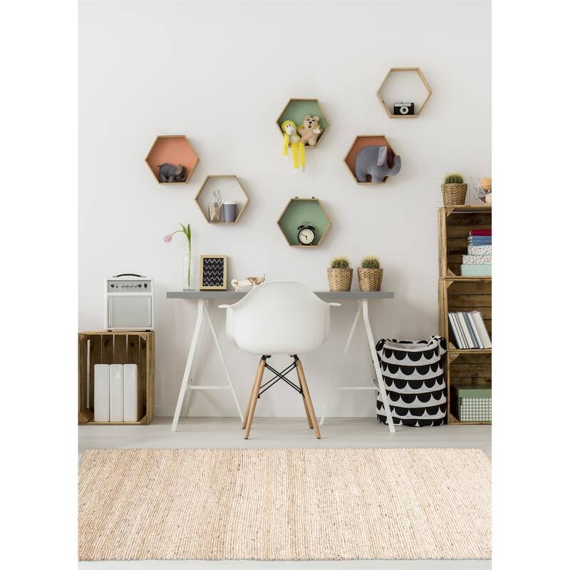 ECARPETGALLERY Braid weave Sienna Tan Wool Rug - 5'3 x 7'11