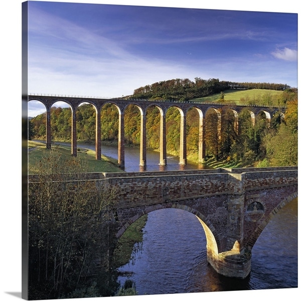 "Bridge and viaduct crossing the River Tweed near Melrose" Canvas Wall Art