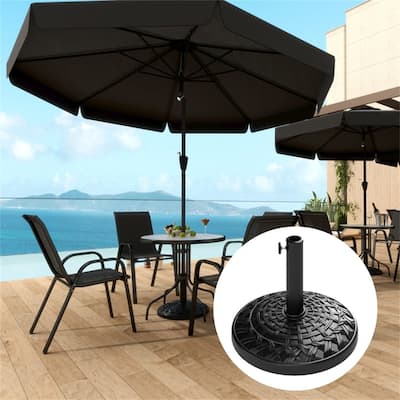 Resin and Concrete Umbrella Base with Steel Pole Heavy Duty Fits 1.5 and 1.9 Inch Poles Outdoor Patio Parasol Stand