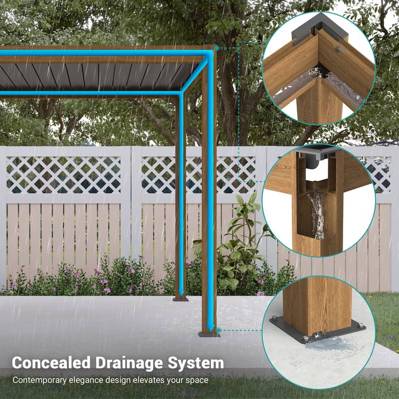 BONOSUKI Solar LED Louvered Pergola with Aluminum Frame for Modern Patio Living