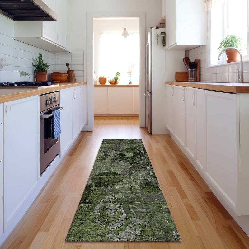 Premium Washable Super Soft Solid Abstract Mayfield Rug - Green - 2' 3" x 7' 6" - Runner