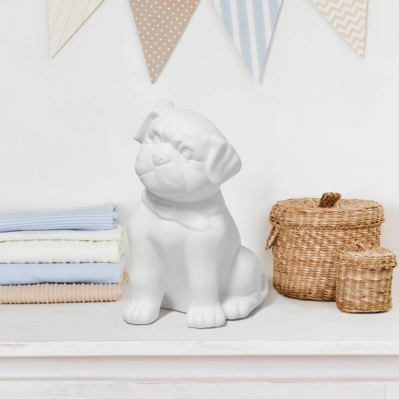 Canine Dog Porcelain Table Lamp - 10.5" - White