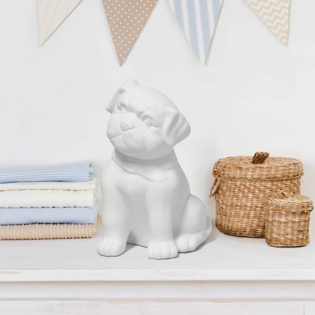 Canine Dog Porcelain Table Lamp - 10.5" - White